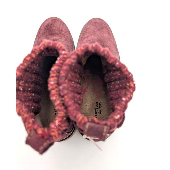 Comfortiva Rawnie Ankle Bootie Knit Collar Women's Red Suede Size US6.5M EU37 - Picture 10 of 12